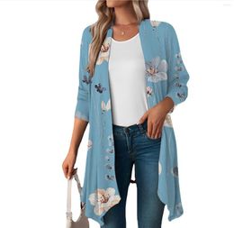 Women's Knits Fashion Long Top Coat Polynesian Tribal Print Sleeve Kimono Simple Casual Cardigan Jacket