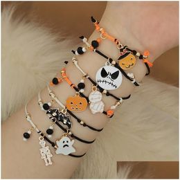 Other Bracelets 7Pcsset Halloween String Bracelet Braided Alloy Charm Strand Brac 220826 Drop Delivery Jewellery Dhlqm