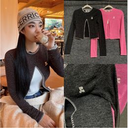 Womens Knits Tees Fashionable TShirt for Rest and Recreation with Slimming Knit and Split Long Sleeve Women Clothes 230906