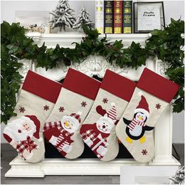 Christmas Decorations Stockings Decor Trees Ornament Party Santa Stocking Candy Socks Bags Xmas Gifts Bag Eec2701 Drop Delivery Home G Dhuog