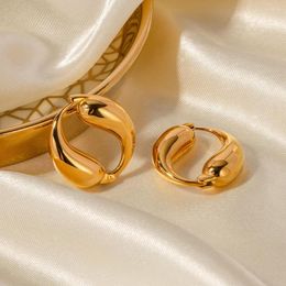 Hoop Earrings Minar Vintage 18K Gold Silver PVD Plated Stainless Steel Metallic Yin And Yang Tai Chi Double Fish For Women Man