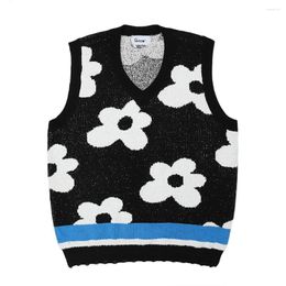 Women's Sweaters Flower Sweet Knitted Oversized Sweater Women Winter Fashion Chaleco Punto Mujer Korean Vest Harajuku Clothing