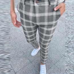 Men's Pants Classic Plaid Printed Mens Pencil 2023 Spring Autumn Fashion Waist Trousers For Men Slim Fit Suit Pant Streetwear