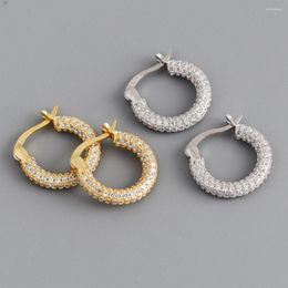 Hoop Earrings 925 Sterling Silver Gold/Silver For Women Luxury Shinny Round Earring