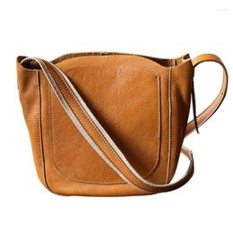 Evening Bags Tanned Cow Leather Crossbody Bag Korea Women Handbag Luxury Design Vintage Bucket Phone Shoulder