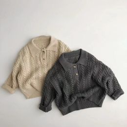 Pullover Spring Autumn Children s Sweater Loose Coat Solid Color Fried Dough Twist Knitting Boys Girls Winter 230906