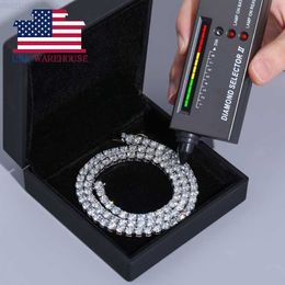 Silver Tennis Fast Chain Days Out 925 Sterling 7 Delivery Diamond Pass Vvs Diamond Moissanite Tester Iced Cluster Necklace Fnbxl