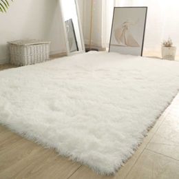 Carpets White Fluffy Hall Carpet Modern Living Room Bedroom Home Decor Large Mats Thickened Non-Slip Girl Children's Room Pink Furry Rug P230907