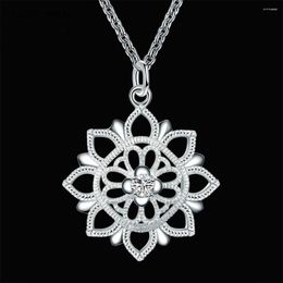 Pendant Necklaces Fashion Wedding Silver 925 Plated Trend For Women Charm Simple Flower Party Necklace Jewelry LN004