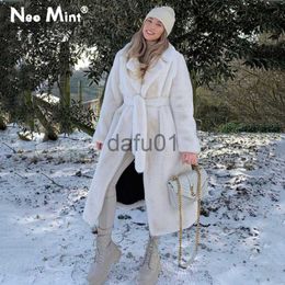 Women's Fur Faux Fur Luxury Winter Long Overcoats Women Oversized Lapel Belted Faux Rabbit Fur Coat Jacket Female Plus Size Outerwear Plush Fur Coats x0907