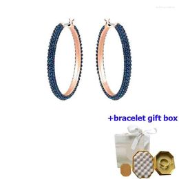 Stud Earrings High Quality Luxurious Royal Blue Retro Large Circle Women's Enhancing Temperament Beauty And Moving Free Of