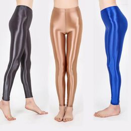 Women's Leggings Yoga High Stretched Glossy Surface Sports Ninth Pants Skinny Butt-lifted Exercise Tummy Control Lady Trousers