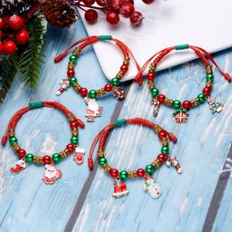 Bead Bracelets for Women Ladies Girls Colorful Christmas Rope Woven Handmade Bracelet Friend Gift Wholesale