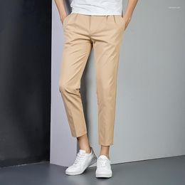 Men's Pants Cargo Men Korean Style Spring Casual Straight Nine-point Fashion Slim Business Stretch Thin Trend