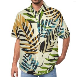 Men's Casual Shirts Tropical Plant Loose Shirt Mens Vacation Leaves Print Hawaii Graphic Short Sleeve Vintage Oversize Blouses