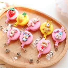 Other Office School Supplies 20 Pcs Kawaii Acrylic Retractable Buckle Cute Cartoon Easy Pull Student Teens ID Card Holder Clip Lanyard Highend Badge 230907