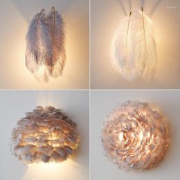 Wall Lamp Feather Modern Minimalist Ins Cosy And Romantic Personality Creative Trending Bedroom Bedside