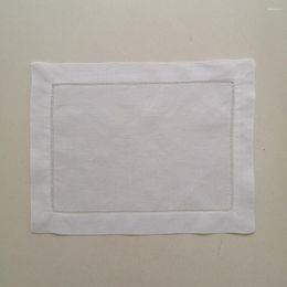 Table Napkin N073 White 12 Pieces Ramie 8" X 11"Ladder Hemstitch Cocktail Napkins Small Size Dinner Placemats