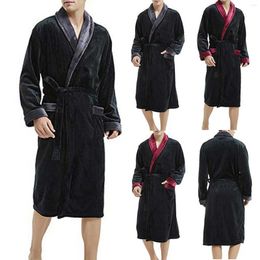 Men's Sleepwear Mens Bathrobe Man Winter Warm Fleece Flannel Robe Long Sleeve Plush Shawl Male Bath Lounge Nightgown Home Clothes