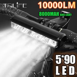 Bike Lights TRLIFE Bicycle Light Front 10000LM Waterproof 8000mah 5P90 Flashlight USB Charging MTB Road Cycling Lamp Accessories 230907