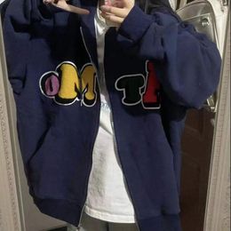 Women's Hoodies Y2K Kawaii Patchwork Alphabet Style Loose Zip Up Hoodie Goth Grunge Long-Sleeve Hooded Jacket Retro Pink Oversized