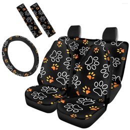 Car Seat Covers Interior Accessories Premium Dog Pattern Front And Rear Cover Non-slip Belt Steering Wheel