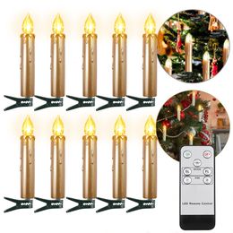 Candles Led candle Christmas Tree With Flickering Flame And Timing Remote Control Battery powered Home Decorative Golden 230907
