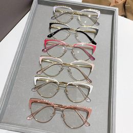 Sunglasses 2023 Anti-blue Light Women Cat Eye Eyewear Luxury Metal Frame Oversized Optical Spectacle Eyeglasses Female Vintage Glasses