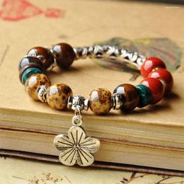 Charm Bracelets 12 Pieces/Lot Ceramic Beaded Bracelet Colourful Beads Bohemian Style For Women Statement Fashion Jewellery Men