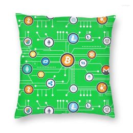 Pillow Cryptocurrency Blockchain Logo Cover 45x45 Home Decor Ethereum Digital Currency Throw For Living Room