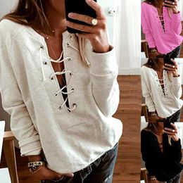 Women's Hoodies Criss Cross Sweatshirt Deep V Neck Raglan Sleeve Hoodie Plunge Cool Women Poleron Mujer 2023 Loose Street Style Fashion