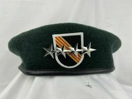 Berets VIETNAM WAR US ARMY 5ST SPECIAL FORCES GROUP Blackish GREEN BERET 4 STAR GENERAL RANK MILITARY CAP All Sizes