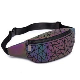 Waist Bags Fashion Luminous Waist Bags Women Waist Fanny Packs Belt Bag Luxury Brand Leather Chest Handbag Geometric bag Waist Packs Purse 230907