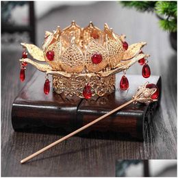 Hair Jewelry Stick Set Retro Accessories Metal Gold/Sier Color Bun Holder Cuff Vintage Cage Pins 210616 Drop Delivery Hairjewelry Dhnoy