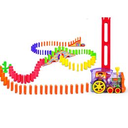 Blocks Domino Train Car Set Bridge kit Colorful Plastic Dominoes Block Children Toys Christmas Birthday Gift for Kids Boy Girl 230907