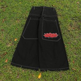 Men's Jeans Y2k Baggy Embroidered Black Wide Leg Loose Couple Pants Four Seasons Streetwear USA Casual And Women's