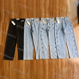 Jeans Girl Casual Unique Cut Design Slim Embroidered Love Loose Straight Leg Mop Trousers