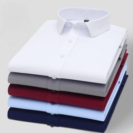 Men's Dress Shirts Spring Autumn Long Sleeve Standard-fit Solid Basic Shirt High-Quality Formal Social White Work Office