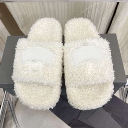 Women Fur Slides Wool Sandal Designer Winter Slippers Men Furry Warm Letters Sandals Luxury Comfortable Fuzzy Girl Flip Flop Slipper 35-45 NO469