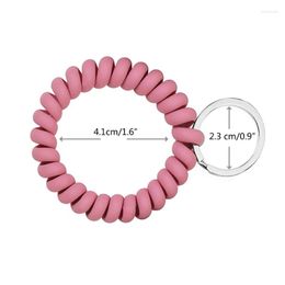 Keychains 6 Pcs Plastic Spiral Wrist Coil Keychain Car Keys Holder Flexible Stretchable Band Anti-lost Wristlet