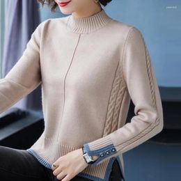 Women's Sweaters Autumn Winter Knitted Sweater Mock Neck Tops Ladies Bottom Shirts Casual Warm Soft Pullovers &