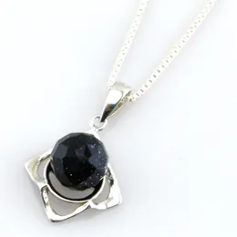 Moda semi-preciosa pedra jóias preto ágata pingente clássico feminino colar