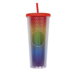 2023 new Many Colours 24oz Drinkware Studded Tumbler with Lid and Straw Double Walled Reusable Plastic Tumblers 710ml Matte Iced Coffee Cup