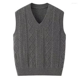 Men's Vests Sweater Vest Men Spring Arrival Sleeveless Basic V-neck Knit Korean Style Trendy Solid Handsome Streetwear All-match R128