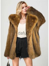 Women's Fur Faux Fur High Quality Fur Coat Women 2023 Winter Thick Warm Fluffy Outwear Luxury Gold Silver Fox Faux Fur Jacket Furry Overcoat x0907