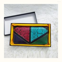 Wallets 2023 Designer Snake Skin Splice Lady Long Wallet Fashion Genuine Leather Handbag Multi Card Contrast Color Women's Purse 50