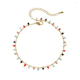 Anklets 2023 Charm Jewellery Gold Adjustable Chain Beads For Women Vintage Copper Crystal Anklet Summer Accessories