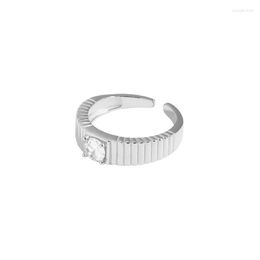 Cluster Rings Minimalist Design Light And Luxurious Texture Stepped Ring With Micro Inlaid Zirconia 925 Sterling Silver Female