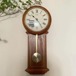 Wall Clocks Wood Vintage Clock Mechanic Living Room Design Antique Classic Pendulum Duvar Saati Decoration AB50WC