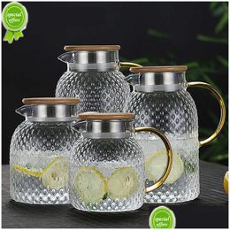 Water Bottles 1-1.9L Cold Kettle Glass Large Capacity Rice Grain Heatable Set Cool White Household Cup Drinkware Drop Delivery Dhqph